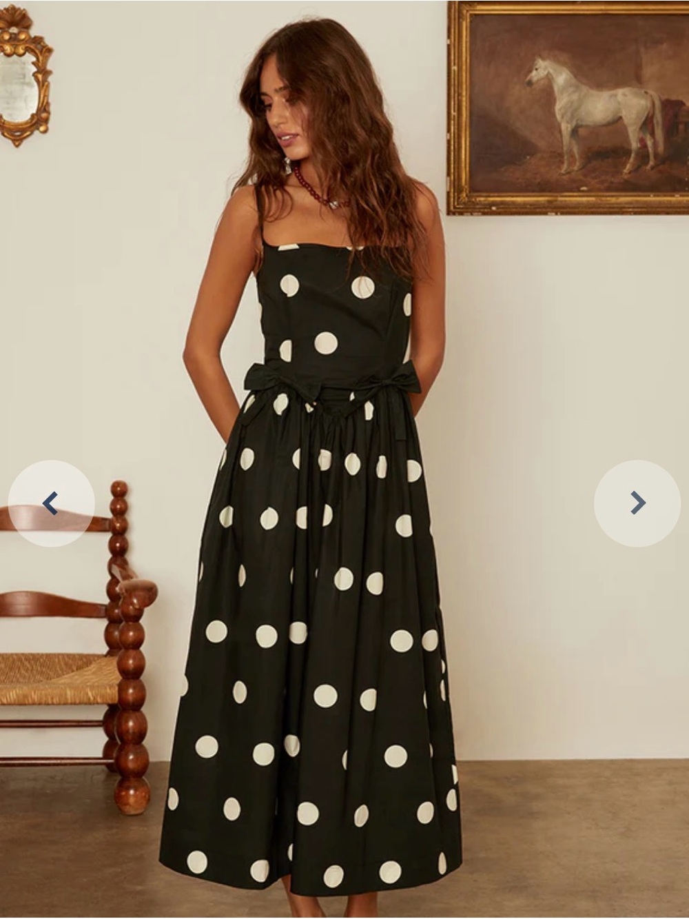 Ciao Lucia Cotton Neroni Polka Dot Midi Dress with Bows